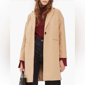 Topshop Millie Relaxed Coat (Camel) (Size 6 US)